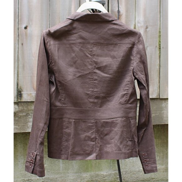 Theory - Jacqueline Safari Blazer in Linen Viscose Stretch, Brown - Large - Picture 2 of 10